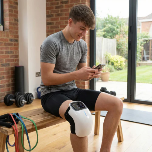 Knee massager worn after a workout
